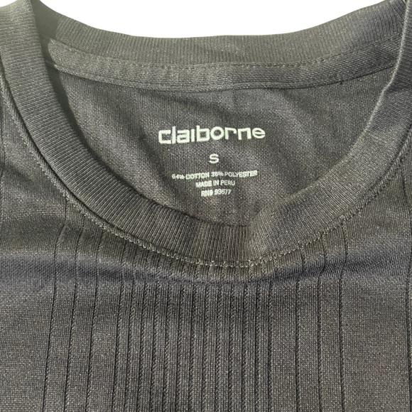 Claiborne NWT - Men’s Ribbed Black TShirt Sz SM - Picture 2 of 5